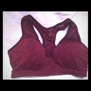 Maroon colored Pink sports bra